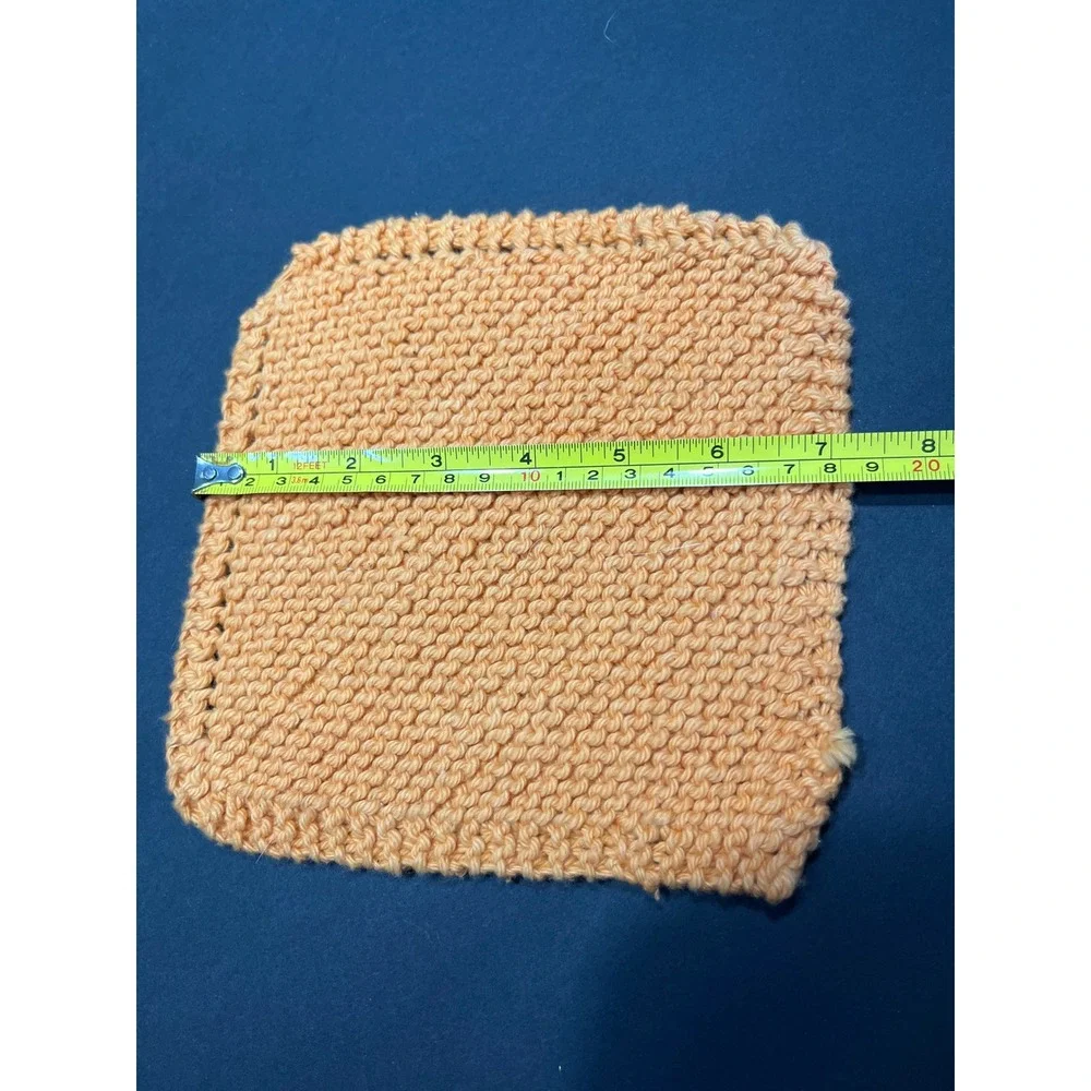 Handmade Crochet Knit Potholder Trivet Set Blue Leaf Red Hexagon Peach Square